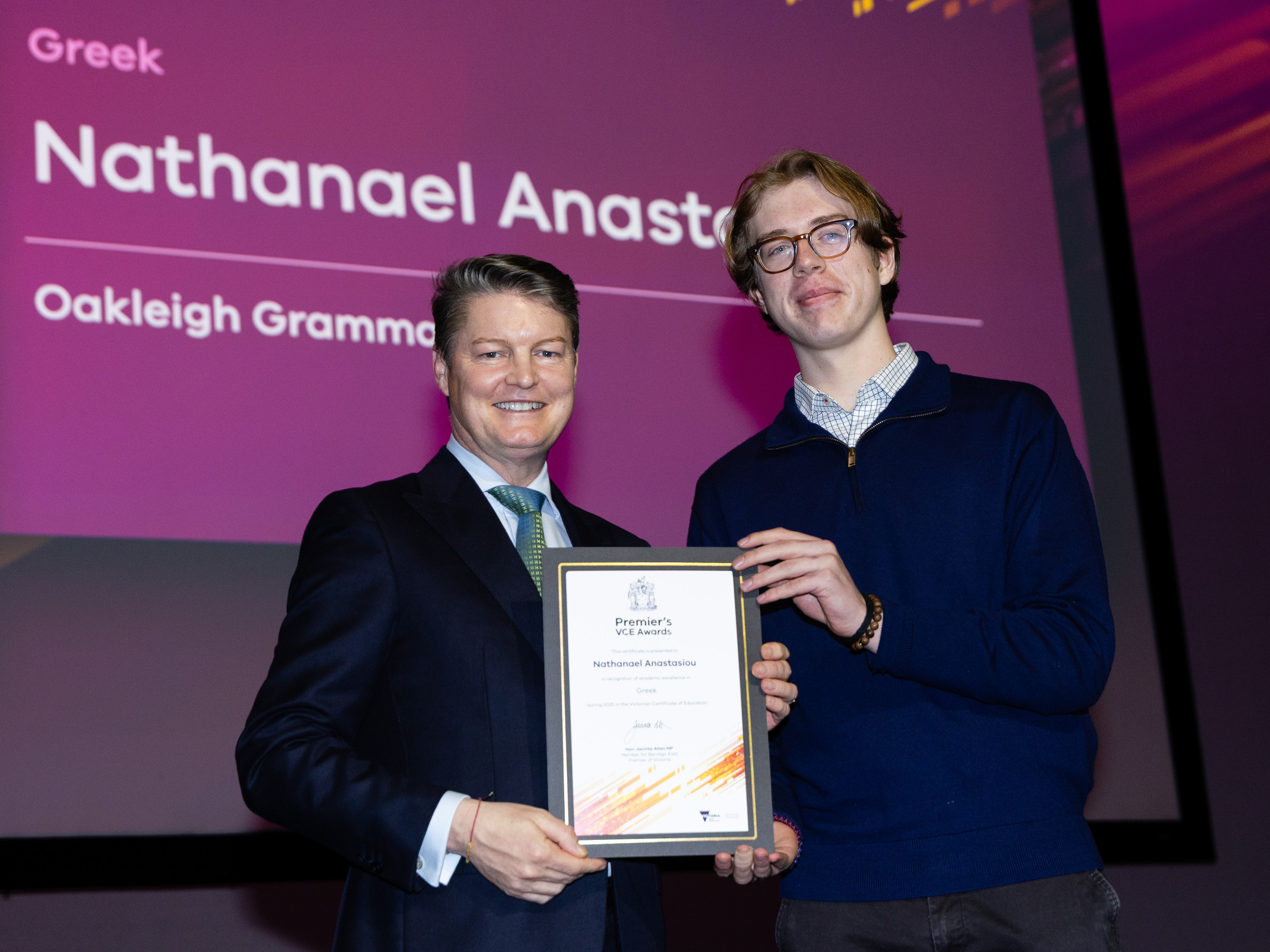 Oakleigh Grammar’s Nathanael Anastasiou achieves top honours at Premier’s VCE Awards